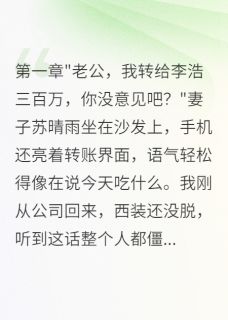 老婆给初恋转走三百万后悔了全文免费阅读 苏晴雨李浩明轩小说《老婆给初恋转走三百万后悔了》章节精彩章节